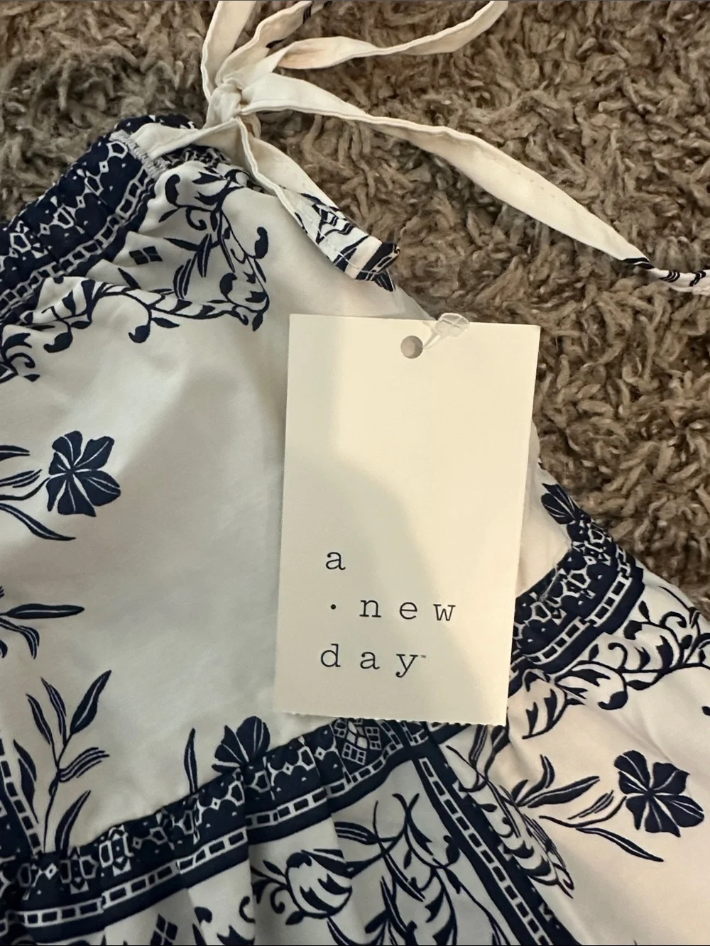 a new day tie mini skirt cream and blue NWT 5